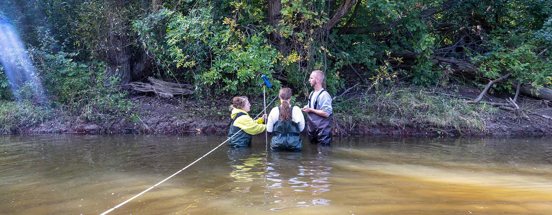 WLC students exploring a local waterway